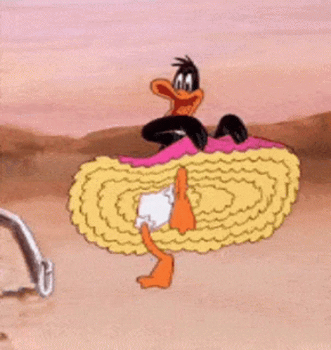 A Cartoon Of A Duck Wearing A Sombrero And Riding A Bike . GIF