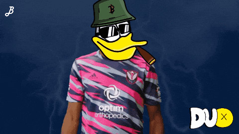 Duck Wearing Orthopedics Shirt Holding Cigar GIF