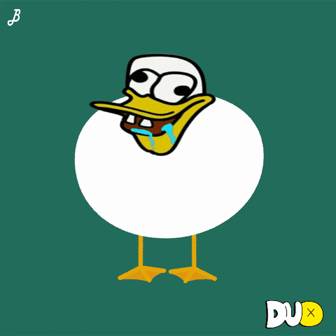 Cartoon Duck With Duo Text GIF