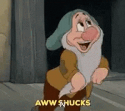 A Cartoon Of A Dwarf From Snow White And The Seven Dwarfs Is Standing In Front Of A Building . GIF