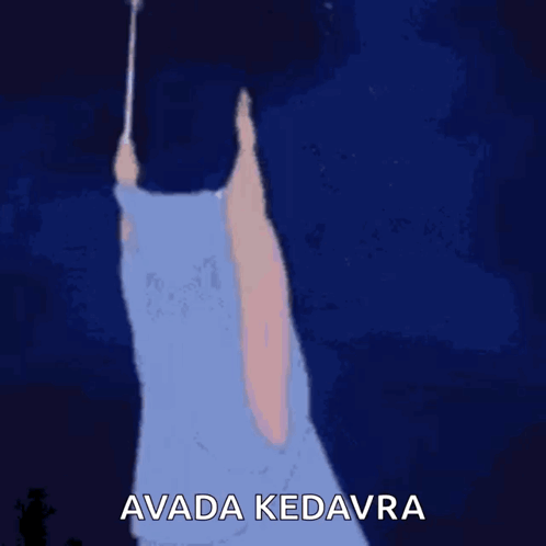 A Cartoon Of A Fairy Holding A Wand With The Words Avada Kedavra Above It GIF