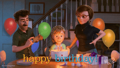 A Cartoon Of A Family Celebrating A Birthday With The Words Happy Birthday GIF