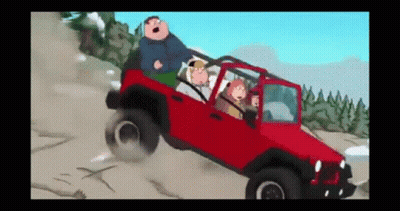 A Cartoon Of A Family Guy Driving A Jeep GIF