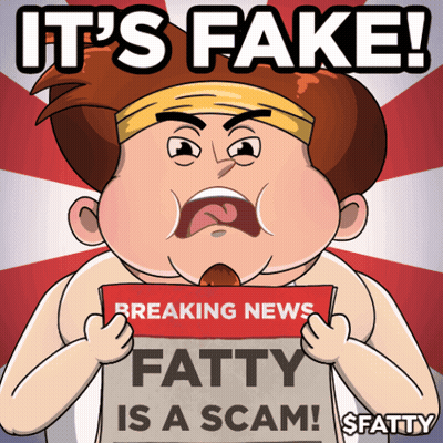 A Cartoon Of A Fat Man Holding A Breaking News Sign That Says Fatty Is A Scam GIF