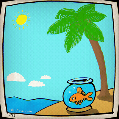 A Cartoon Of A Fish In A Bowl With Relaxfish.com Written On The Bottom Right GIF