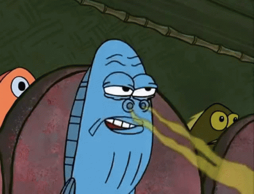 A Cartoon Of A Fish Making A Funny Face While Another Fish Looks On . GIF
