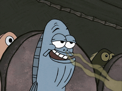 A Cartoon Of A Fish Smelling Something With Another Fish Behind It GIF