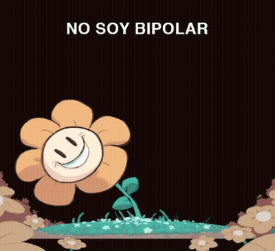 A Cartoon Of A Flower With A Smiley Face And The Words No Soy Bipolar Above It GIF