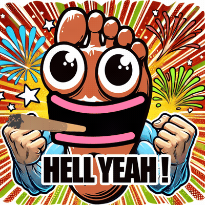 A Cartoon Of A Foot Holding A Cigarette And The Words Hell Yeah GIF