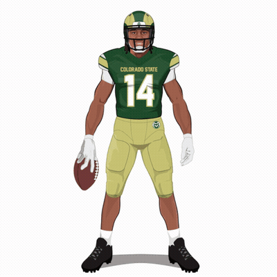 A Cartoon Of A Football Player From Colorado State Wearing Number 14 GIF