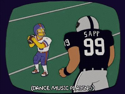 A Cartoon Of A Football Player Named Sapp With The Number 99 On His Jersey GIF
