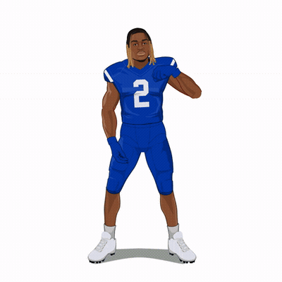 A Cartoon Of A Football Player Wearing A Blue Jersey With The Number 2 On It GIF