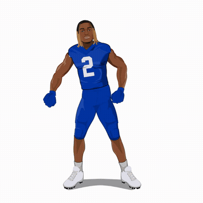 A Cartoon Of A Football Player Wearing A Blue Jersey With The Number 2 On It GIF