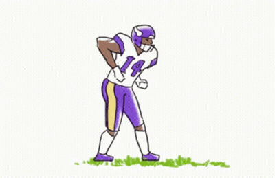 A Cartoon Of A Football Player Wearing A Purple Uniform And Helmet . GIF