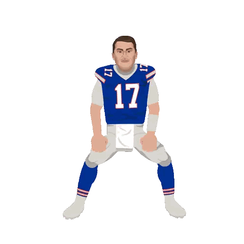 A Cartoon Of A Football Player With The Name Josh Allen On The Back Sticker