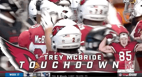A Cartoon Of A Football Player With The Name Trey Mcbride GIF