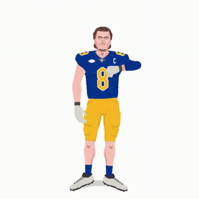 A Cartoon Of A Football Player With The Number 8 On His Jersey GIF