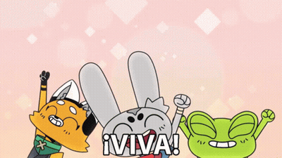 A Cartoon Of A Fox A Rabbit And A Frog With The Words Viva Written On The Bottom GIF