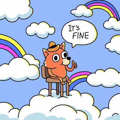 A Cartoon Of A Fox Giving A Thumbs Up And Saying It 'S Fine GIF