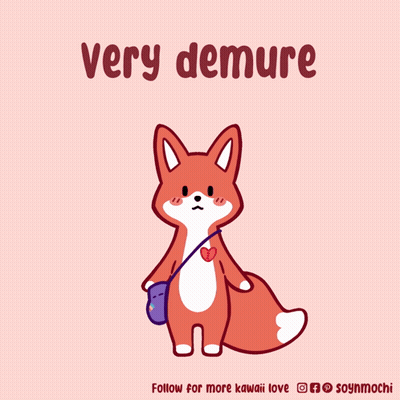 A Cartoon Of A Fox Holding A Heart And The Words Very Demure Below It GIF