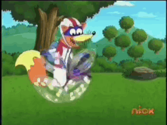 A Cartoon Of A Fox In A Life Preserver With The Nick Logo On The Bottom Left GIF