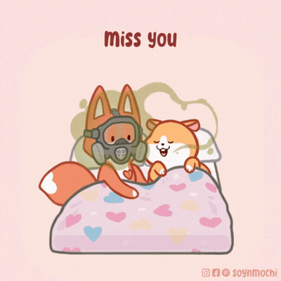 A Cartoon Of A Fox Wearing A Gas Mask And A Dog Laying In Bed GIF