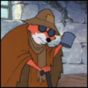 A Cartoon Of A Fox Wearing A Hat And Sunglasses Holding A Cane GIF