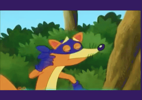 A Cartoon Of A Fox Wearing A Mask And Sunglasses GIF
