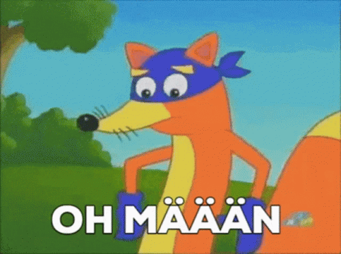 Cartoon Fox Wearing Mask Saying Oh Maaan GIF
