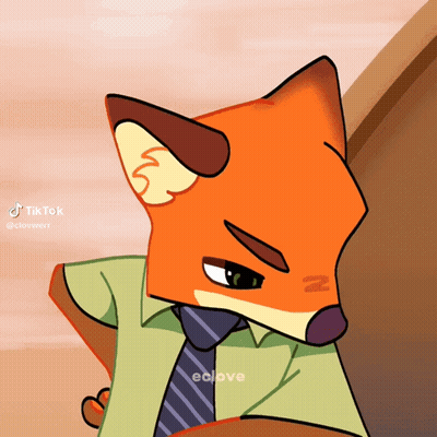 A Cartoon Of A Fox Wearing A Shirt And Tie With The Hashtag Eclove On The Bottom GIF