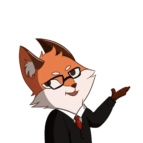 A Cartoon Of A Fox Wearing Glasses And A Suit And Tie Sticker