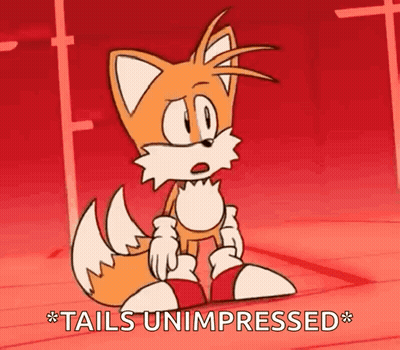 A Cartoon Of A Fox With The Words Tails Unimpressed GIF