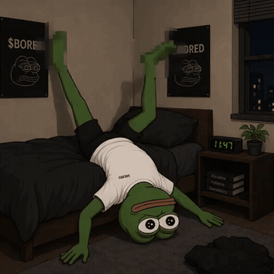 A Cartoon Of A Frog Doing A Handstand In A Bedroom GIF