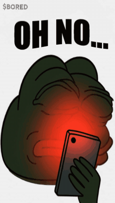 A Cartoon Of A Frog Holding A Cell Phone With The Text Oh No GIF