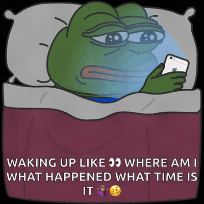 A Cartoon Of A Frog Laying In Bed Looking At A Cell Phone GIF