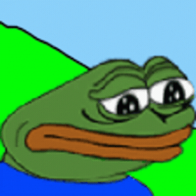 A Cartoon Of A Frog With A Big Mouth And Big Eyes Is Sitting On A Green Hill . GIF