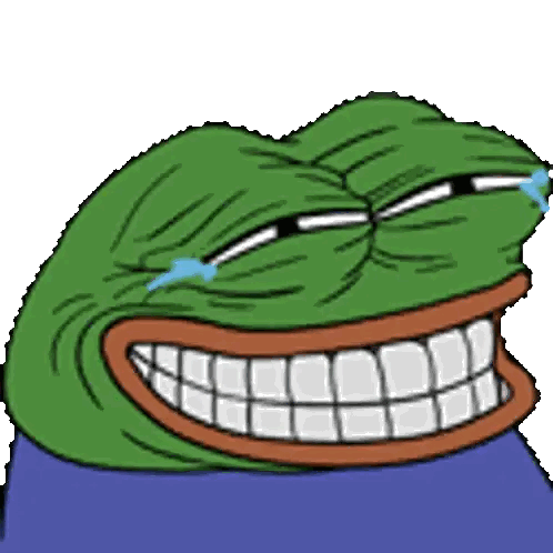A Cartoon Of A Frog With A Big Smile And Tears Coming Out Of Its Eyes . Sticker