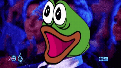 A Cartoon Of A Frog With A Surprised Look On Its Face And The Year 2016 GIF