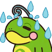 A Cartoon Of A Frog With Sweat Coming Out Of It 'S Face Sticker