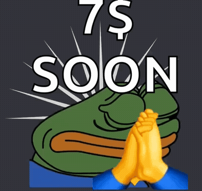 A Cartoon Of A Frog With The Words 7 $ Soon Below It GIF