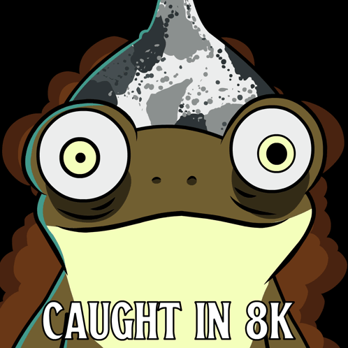 A Cartoon Of A Frog With The Words Caught In 8K Written Below It GIF