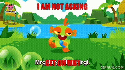 A Cartoon Of A Frog With The Words I Am Not Asking In Red Letters GIF