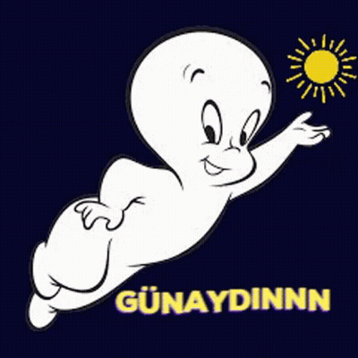 A Cartoon Of A Ghost With The Word Günaydinn On The Bottom GIF