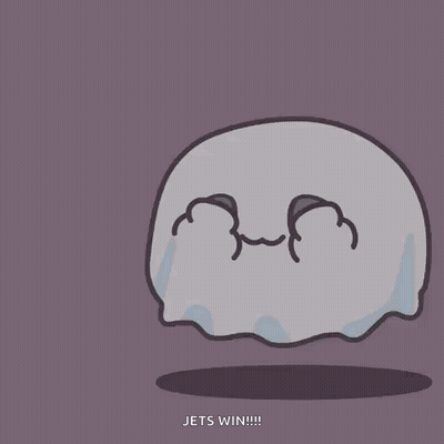 A Cartoon Of A Ghost With The Words Jets Win GIF
