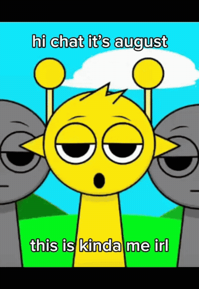 A Cartoon Of A Giraffe Says Hi Chat It 'S August GIF