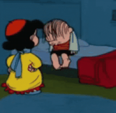 A Cartoon Of A Girl And A Boy Standing Next To Each Other GIF