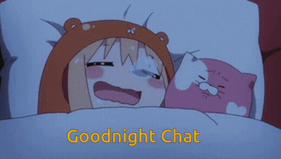 A Cartoon Of A Girl And A Cat With The Words Goodnight Chat Below It GIF