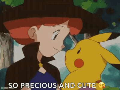 A Cartoon Of A Girl And A Pikachu With The Words So Precious And Cute On The Bottom GIF