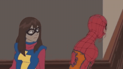A Cartoon Of A Girl And A Spider Man GIF