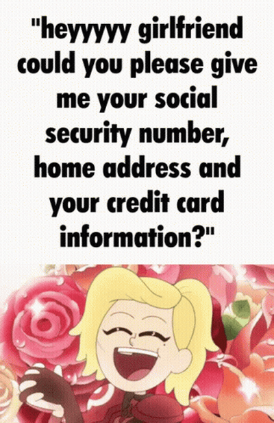 A Cartoon Of A Girl Asking Her Girlfriend To Give Her Social Security Number GIF